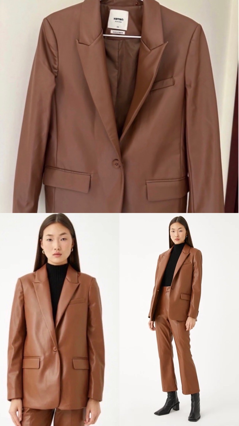Koton Women's Shoulder Pad Pleather Blazer