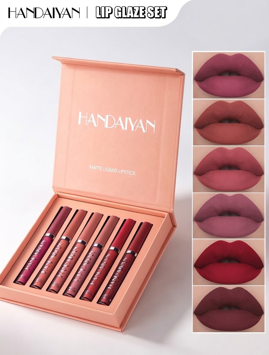 HANDAIYAN Matte Lip Gloss Set, Waterproof & Non-Staining, Popular Mak