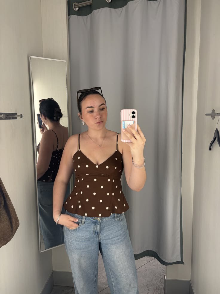 Chocolat brown polka dot top