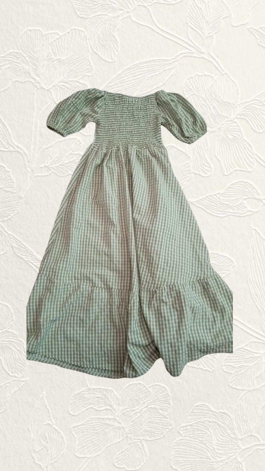 Sage Green Cottagecore Gingham Midi Dress 🌿