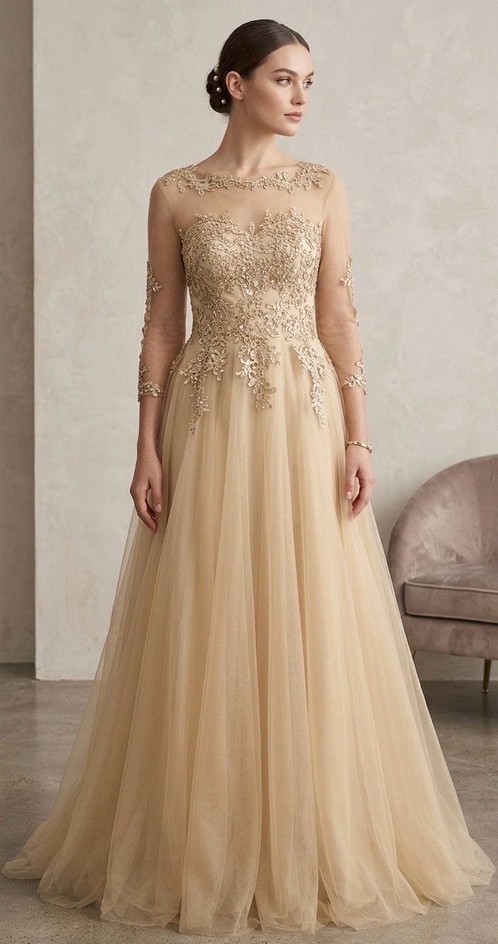 Robe de Soirée Élégante en Dentelle et Tulle - Juju & Christine