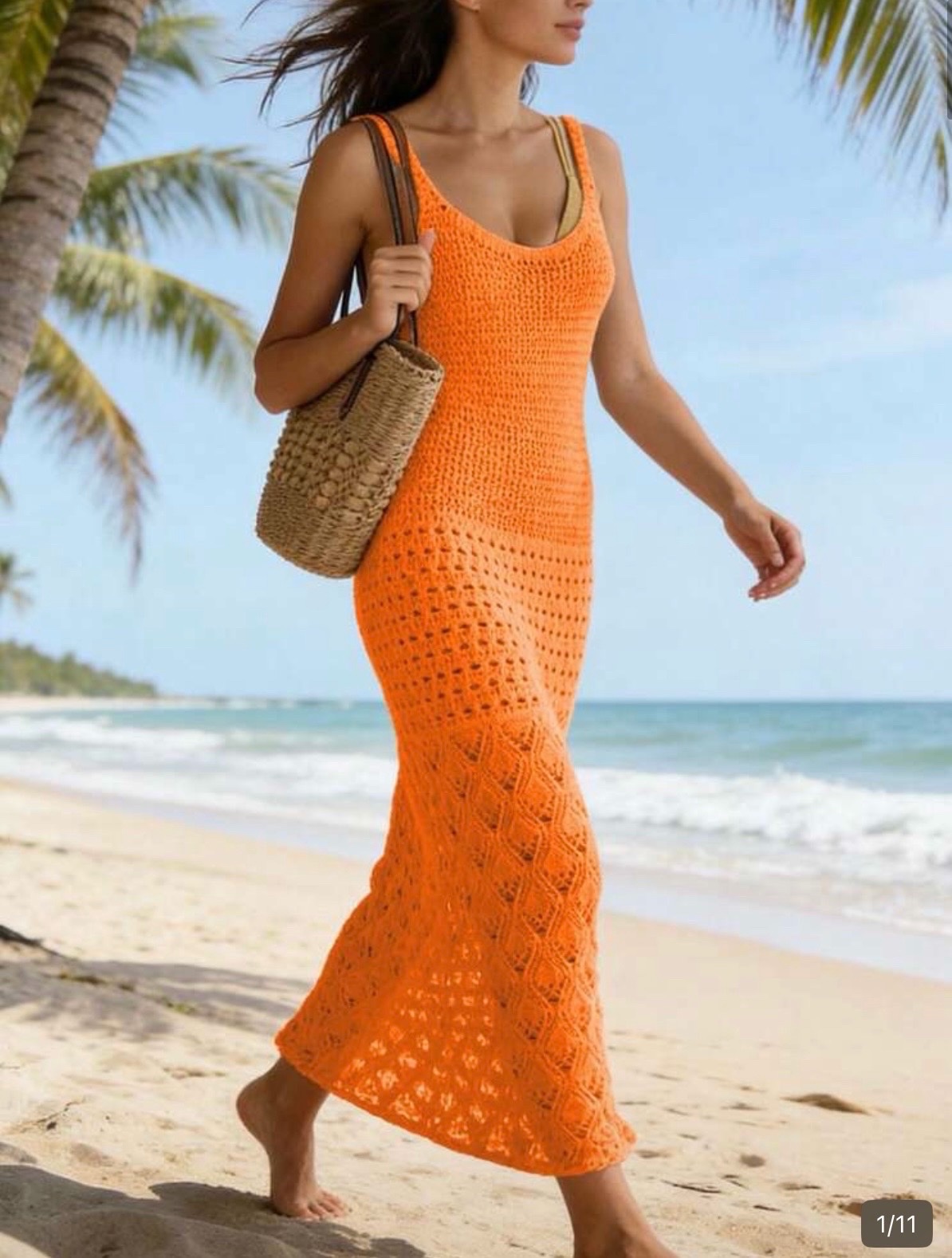 Robe en maille plage 