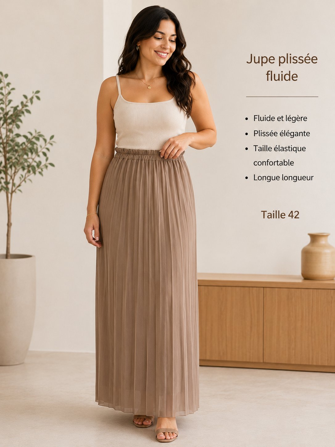 Juppe plisée beige clair 