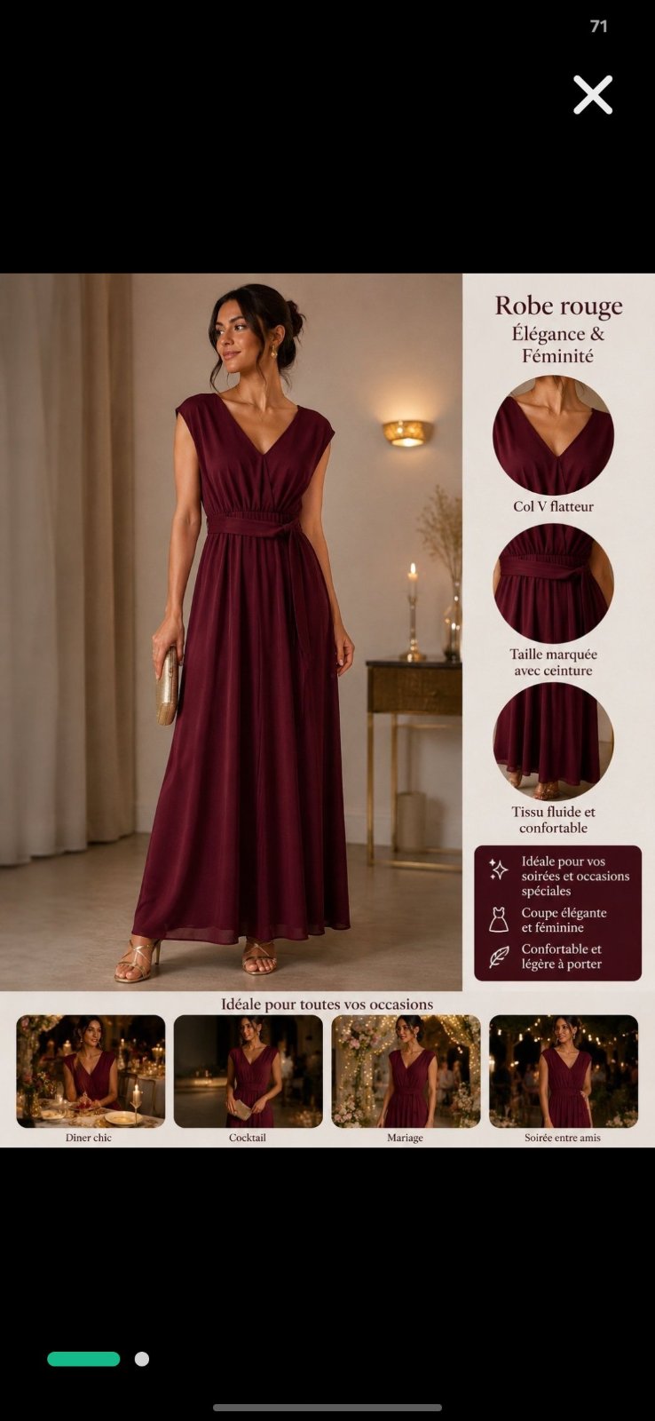 Robe longue élégante bordeaux ❤️
