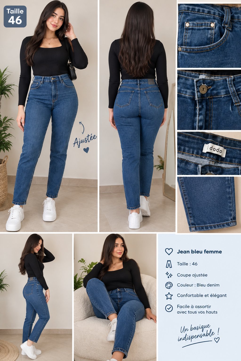 Jean bleu femme – Taille 46 👖