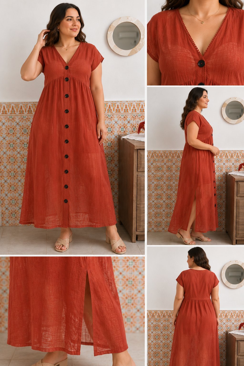 🧡Robe longue légère terracotta – Taille 48 marque VERTBAUDET