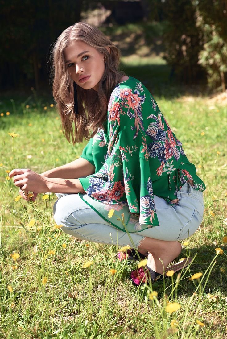 Veste vert avec flurie