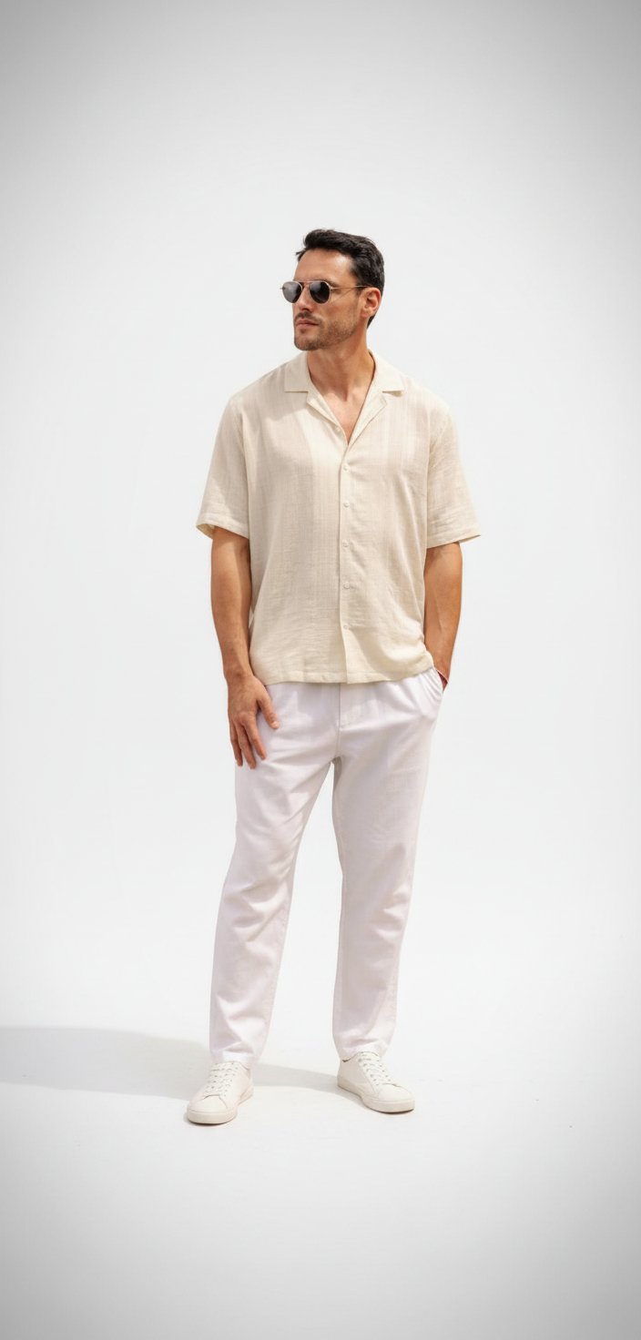 Chemise fluide beige imprimé 