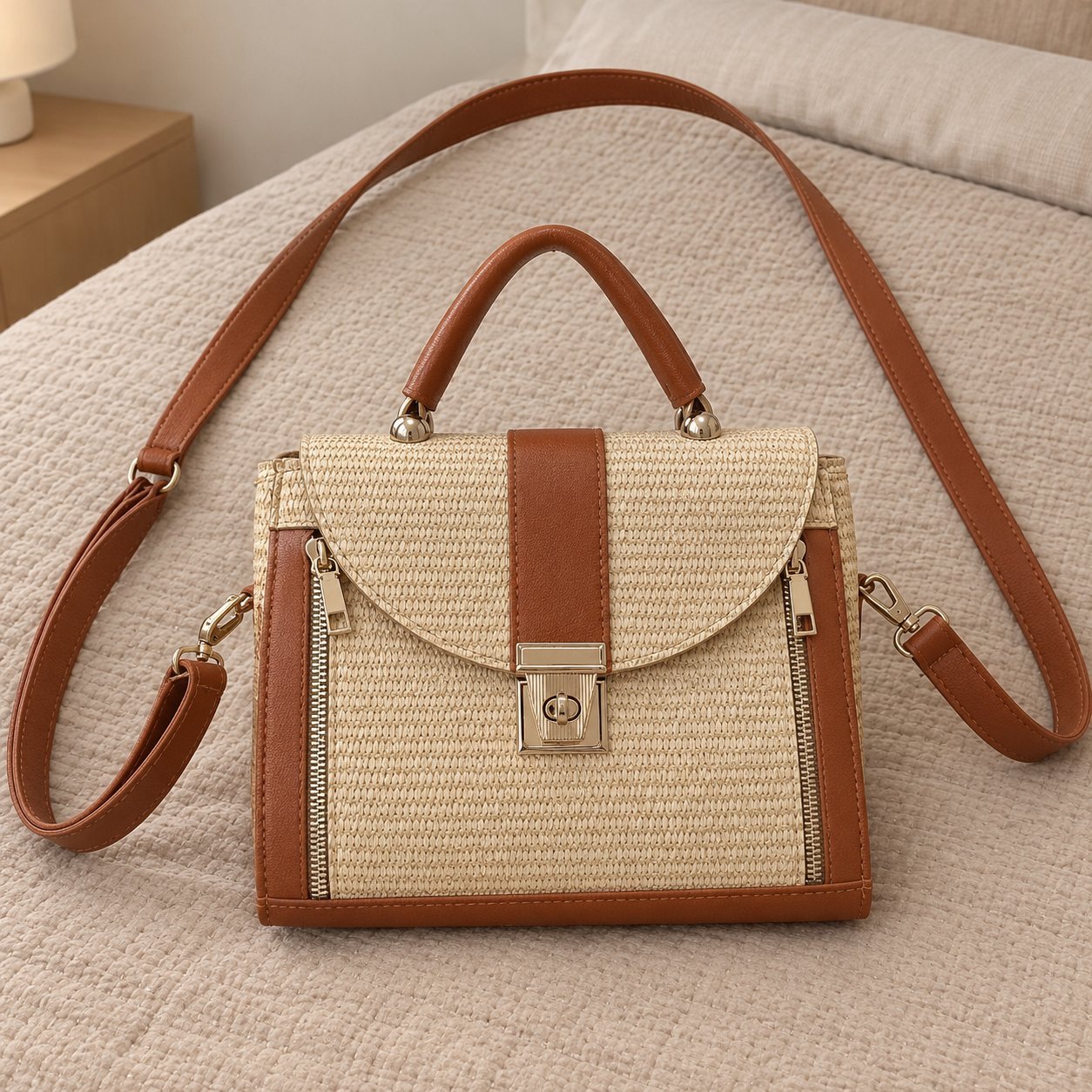 Sac à main beige et marron élégant