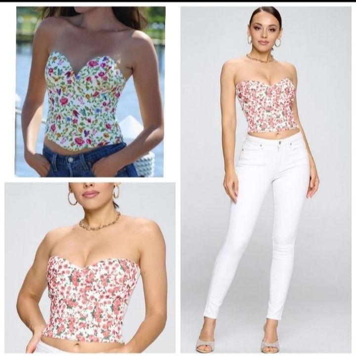Haut Court Corset Fleuri S