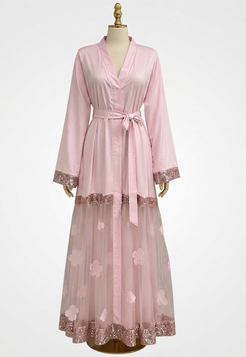 3abaya rose bb avec stares 