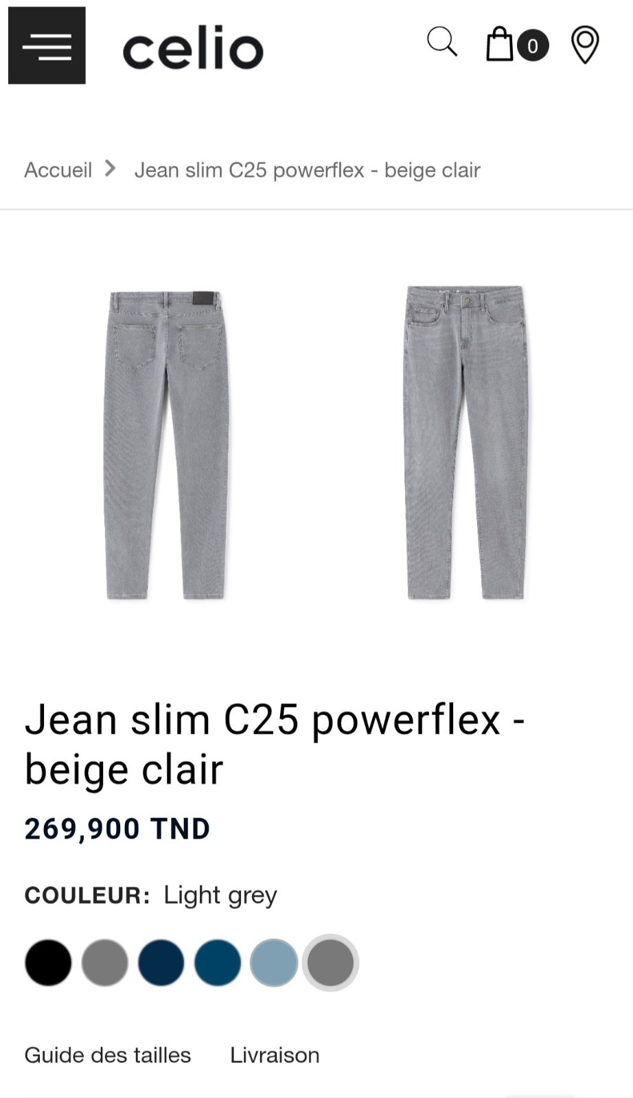 Jeans de la marque Celio taille S/M ,couleur gris feta7
