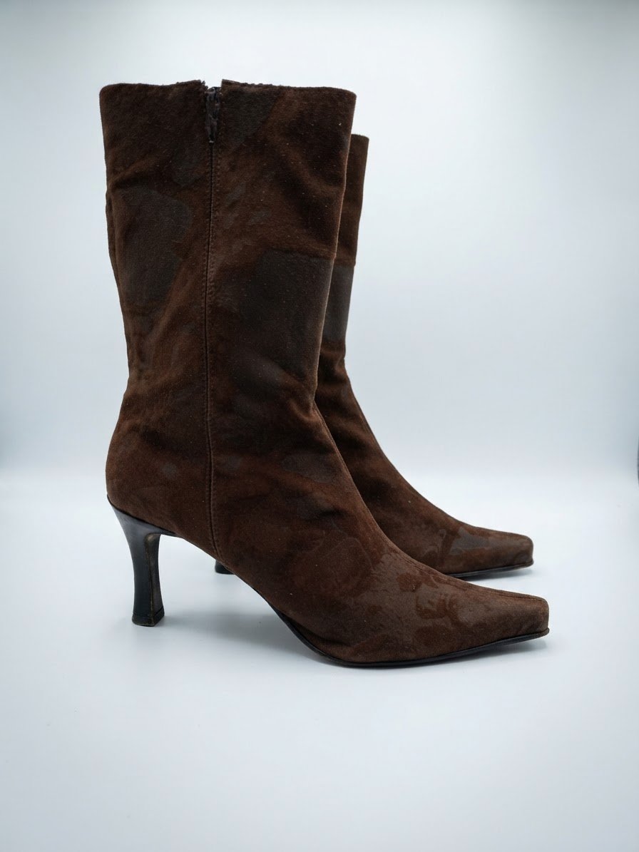 Bottines avec leur sac couleur marron Chocolat moucheté importé 🇫🇷