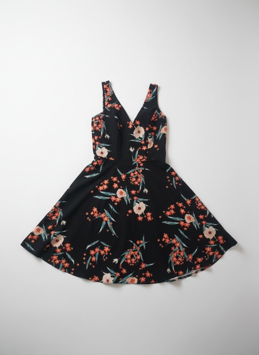 Robe fleurie noir taille S