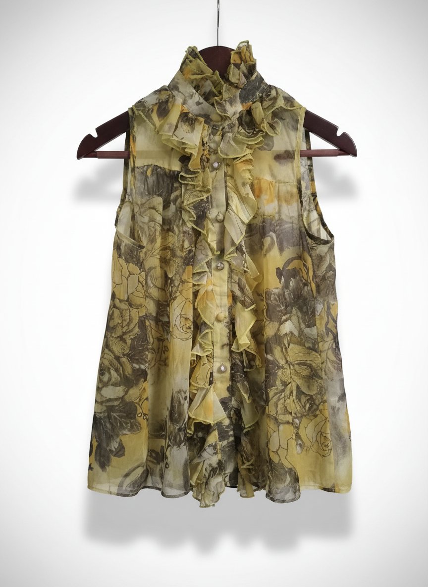 Chemise jaune fleurie talbes taille S/M