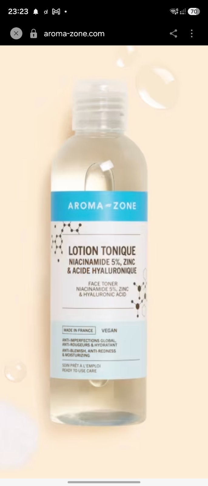 Lotion Tonique Niacinamide 5%, Zinc & Acide Hyaluronique