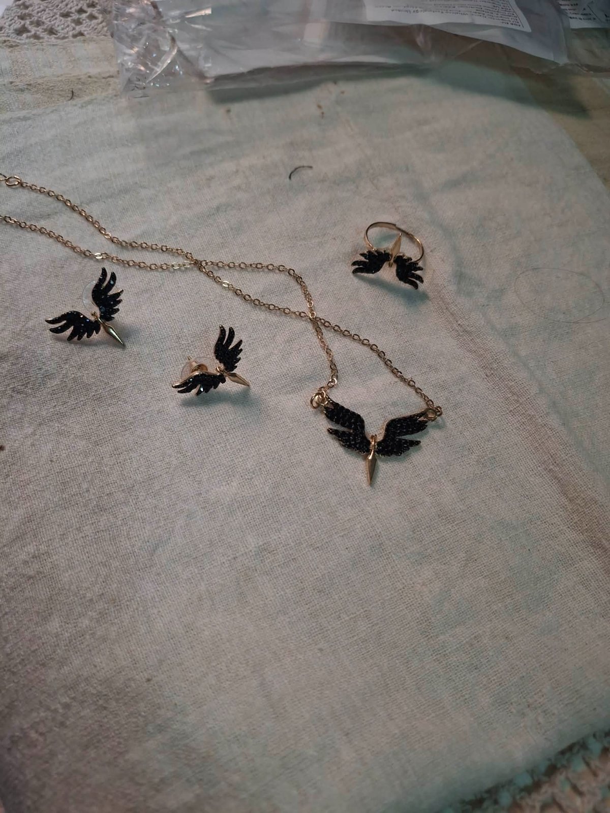 4 pièces Set de bijoux à strass ange