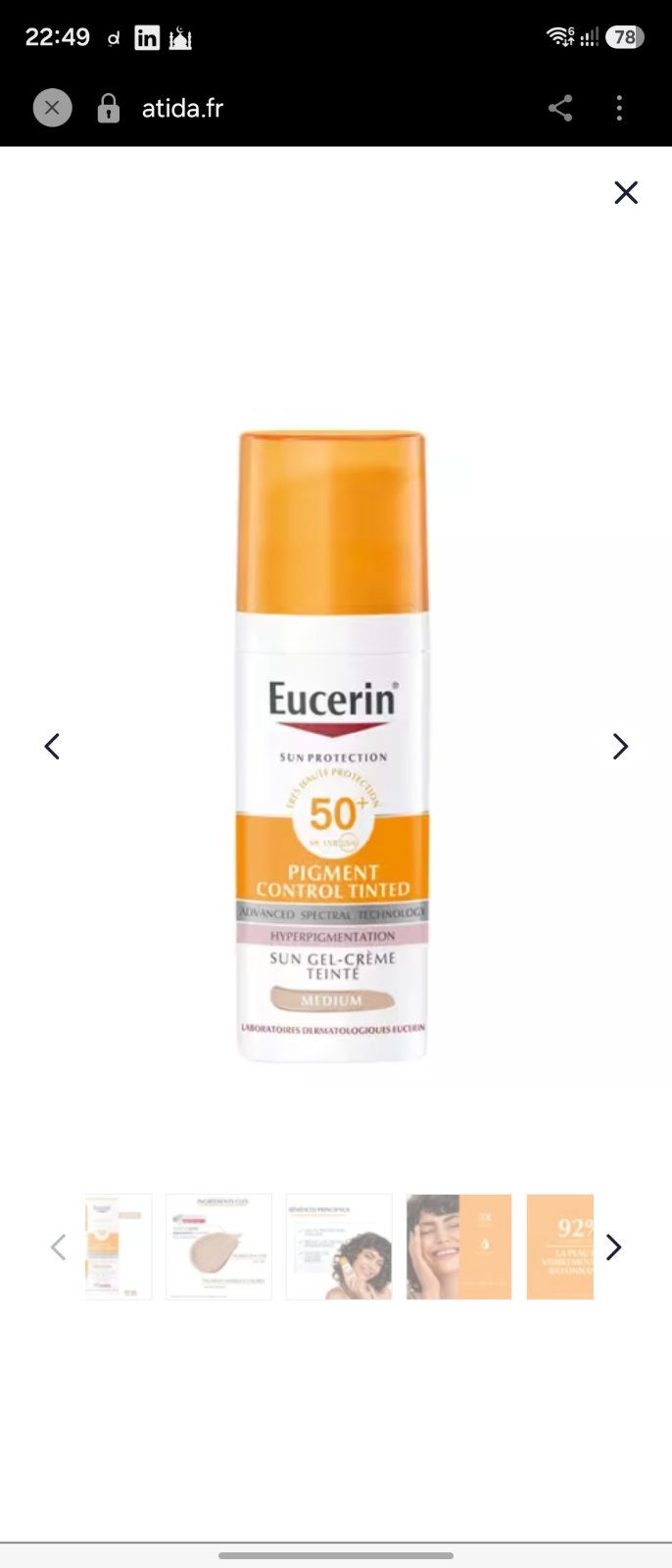 Eucerin Sun Protection Pigment Control Gel-Crème Teinté Anti-Taches SPF 50+ 50ml