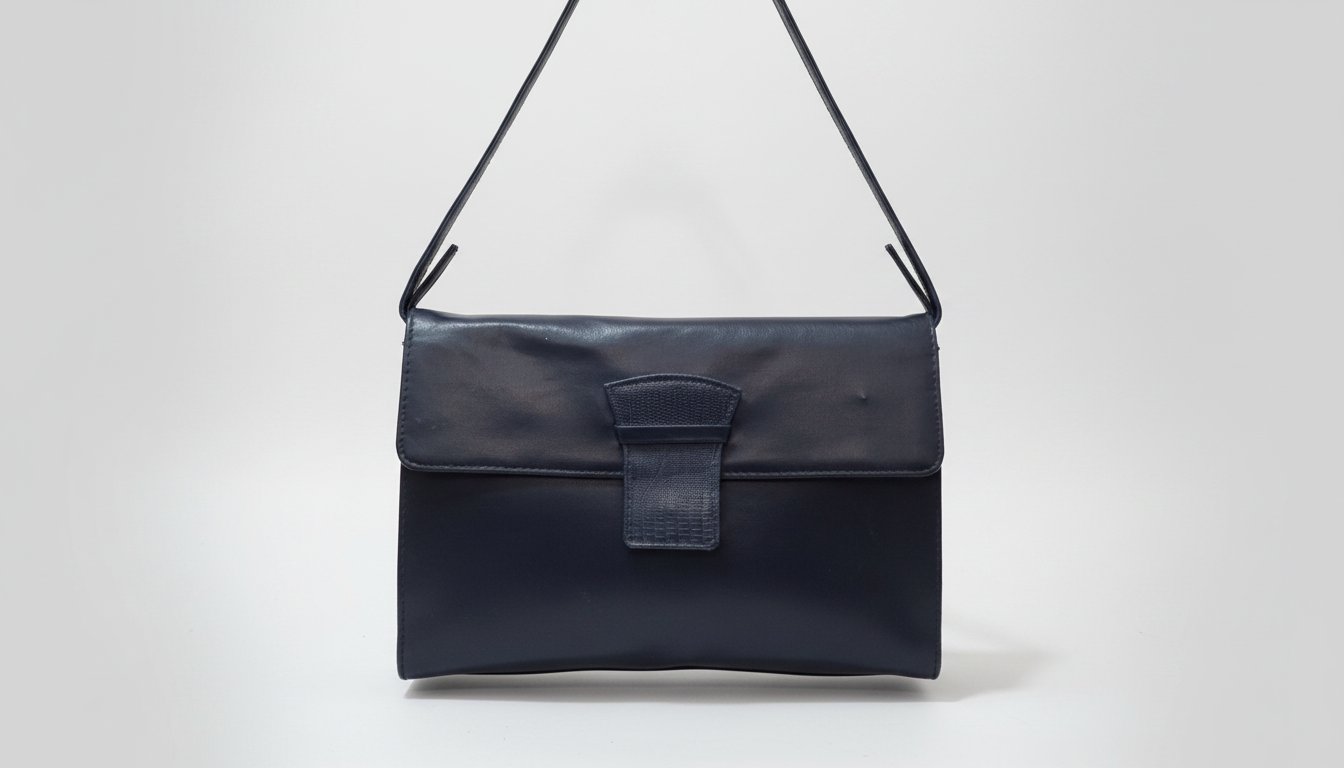 Sac à main tres simple en bleu marine comme une pochette 