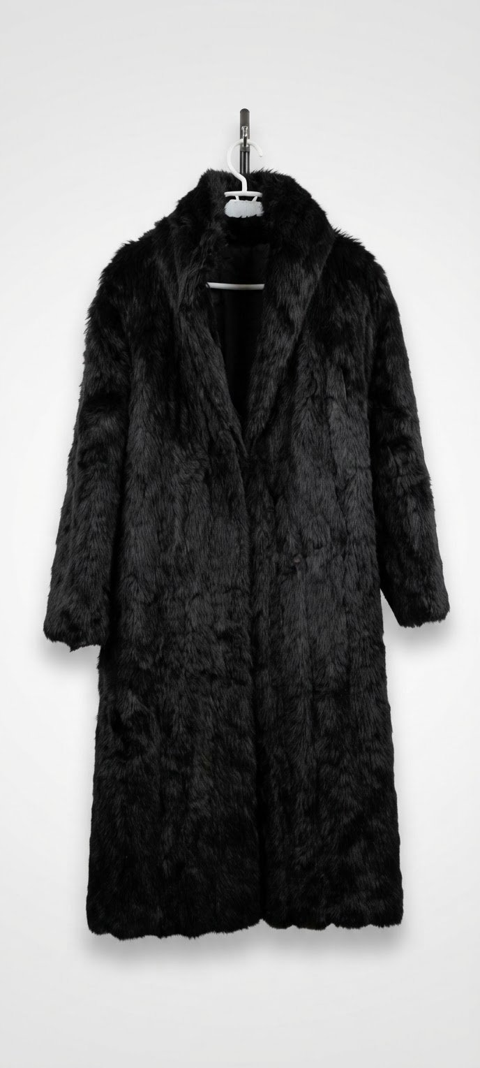 Manteau fourrure en noir (synthétique) 