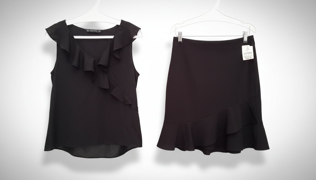 La jupe et la chemise sans bien assorti la taille s s