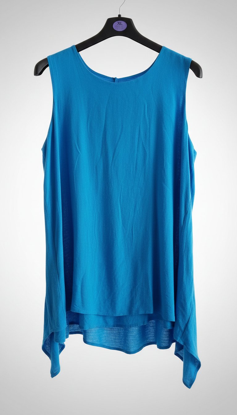 T-shirt grand bleu et sans manches 