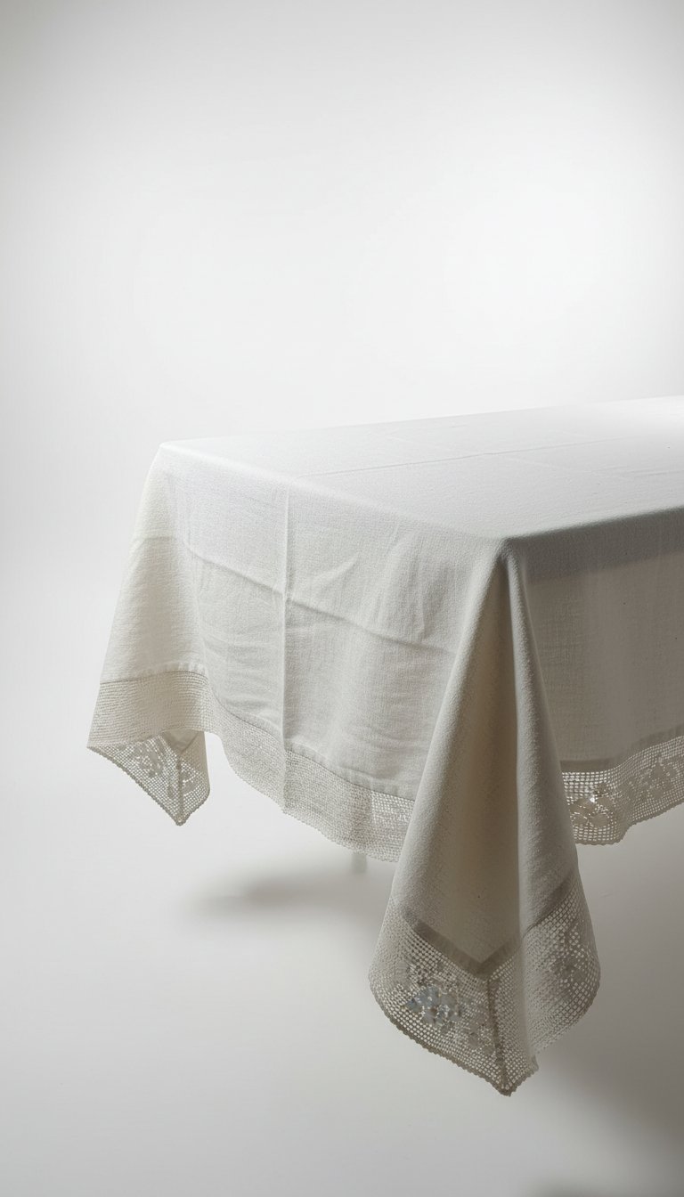 Nappe blanc avec des broderie a la quatres face 