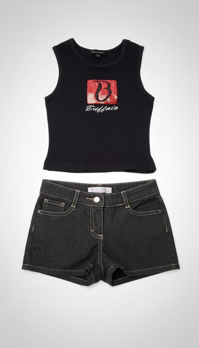 T-shirt+ chorte djans pour fille a lage de 4 ans