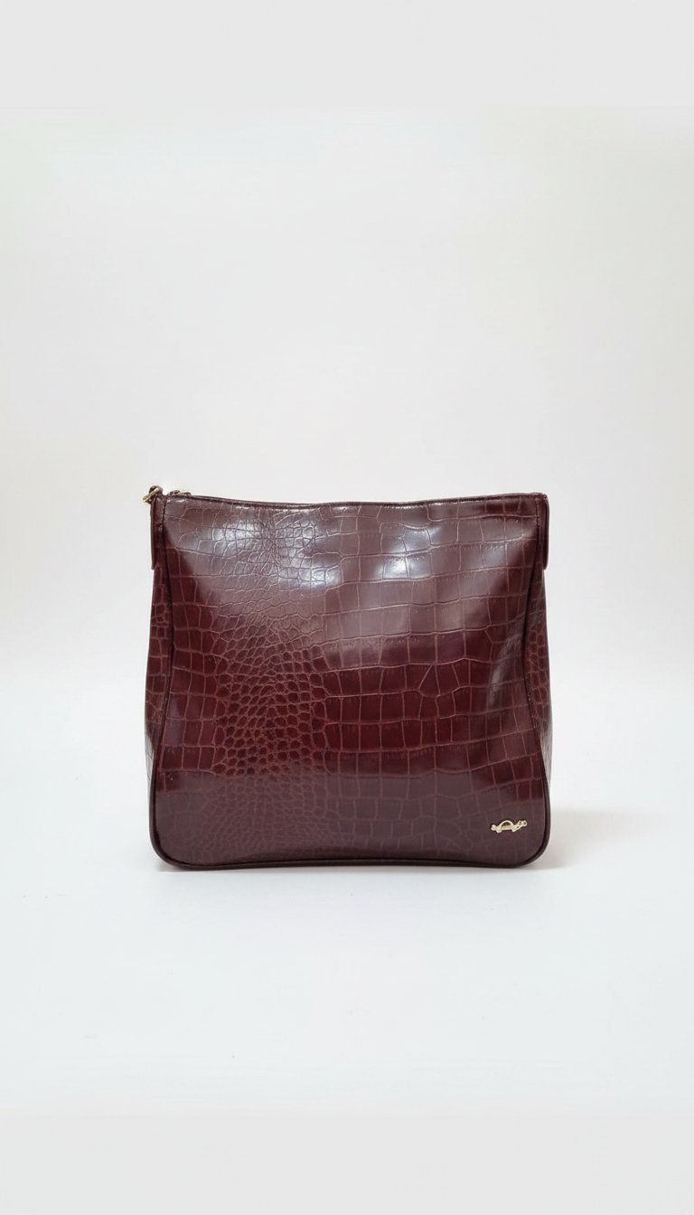 Très magnifique sac bandoulière tissu croco rouge bordeaux 