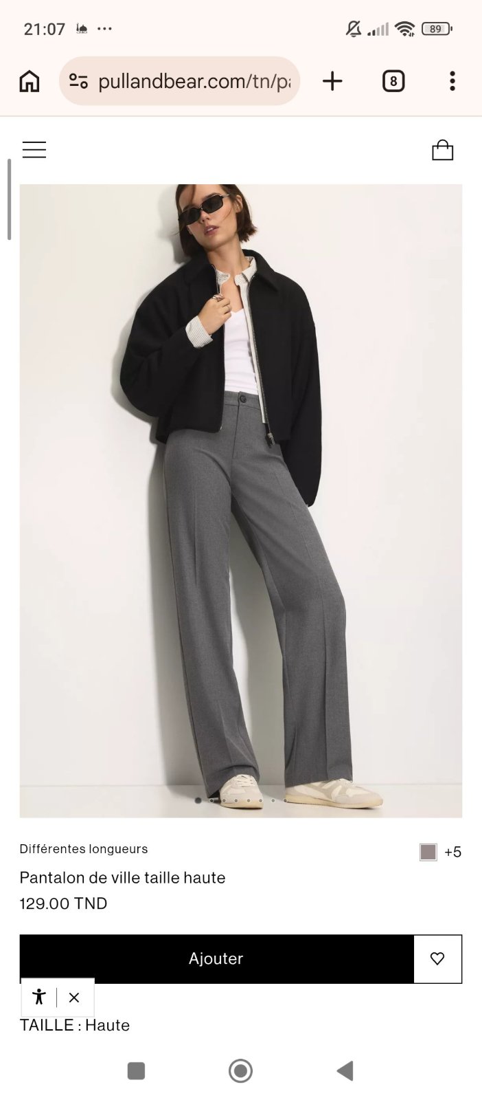 Pantalon gris taille haute pull abd bear