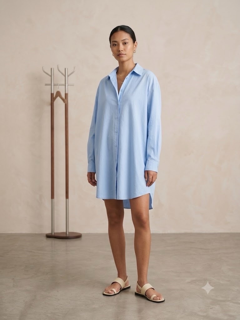 Chemise bleu longue 