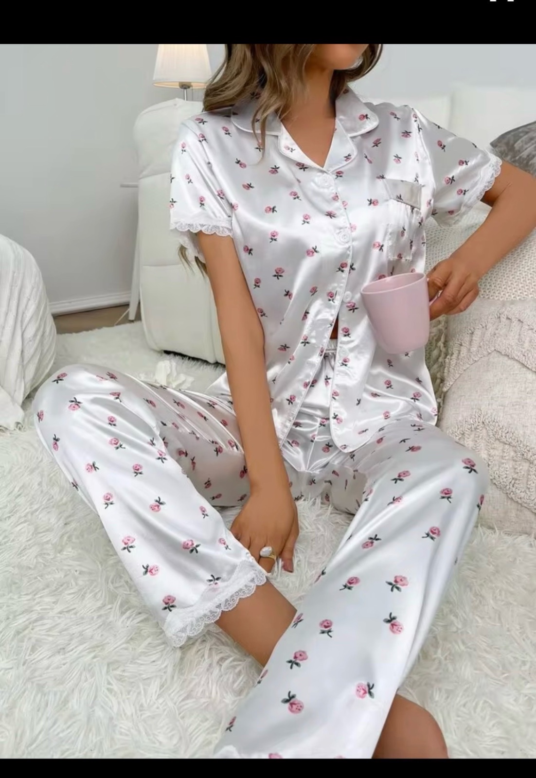 Pyjama satin floral 