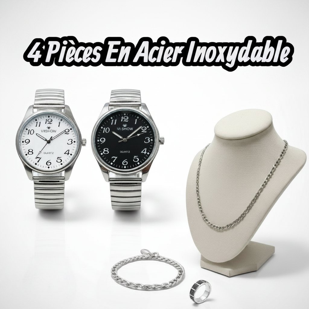 Coffret 4 Pièces en Acier Inoxydable 