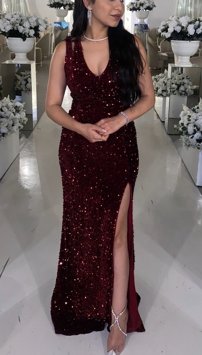 Robe soirée rouge bordeaux