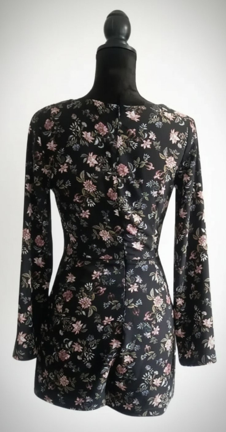 Combishort à manches longues à motif floral