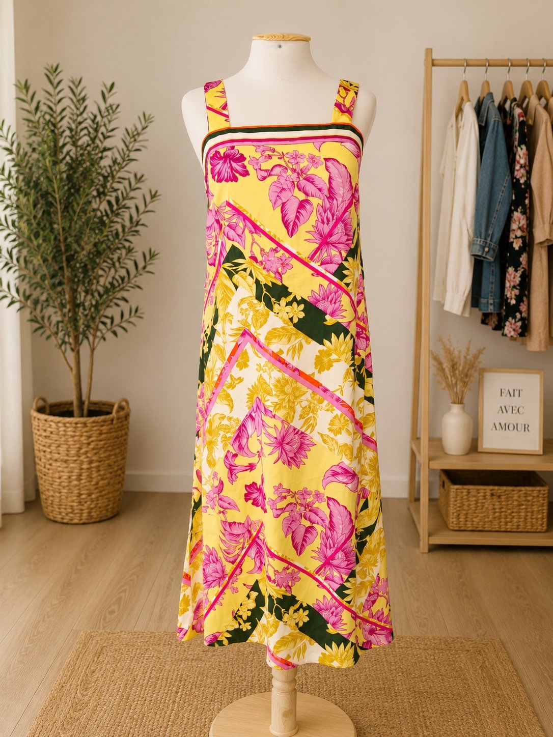 Robe estivale à imprimé floral tropical