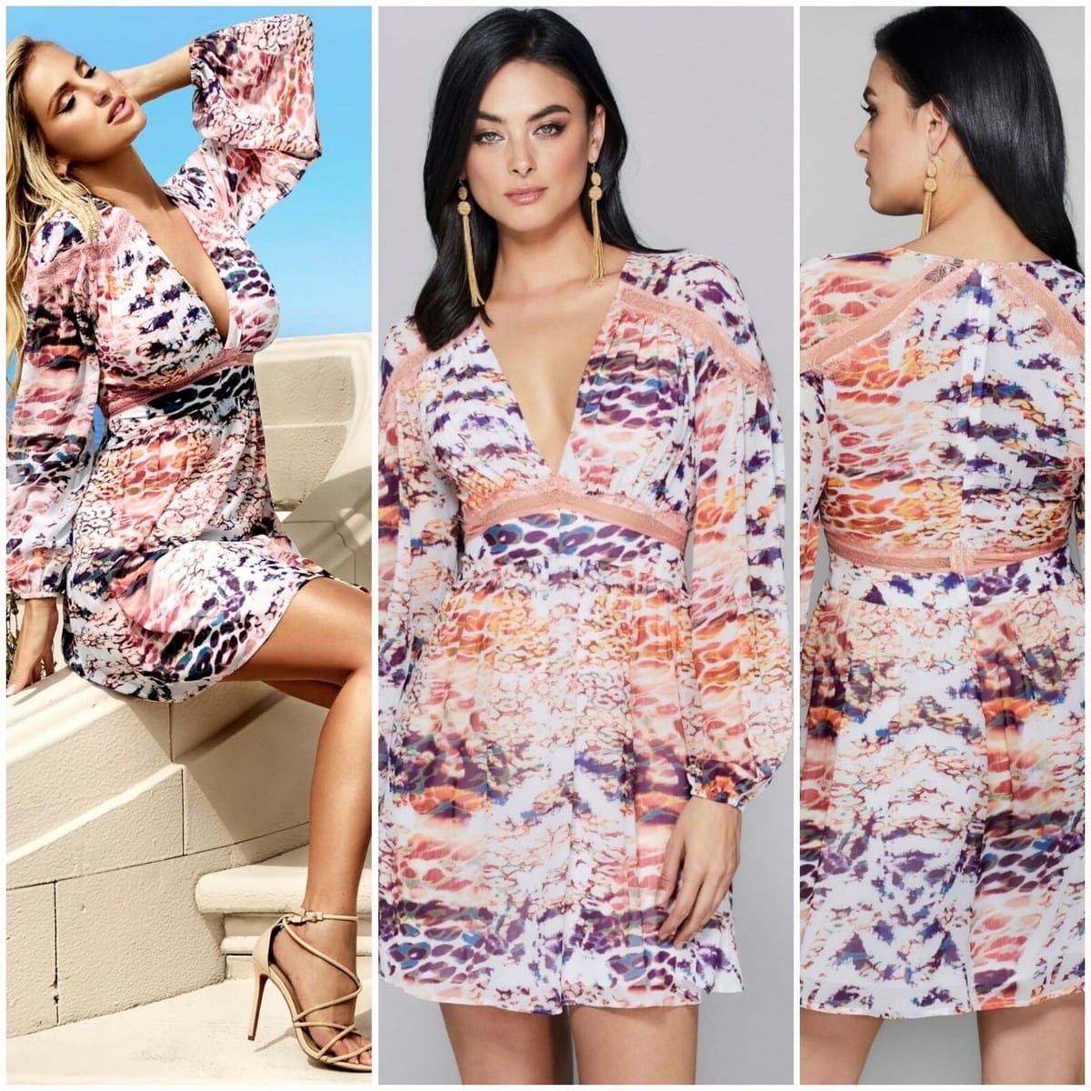 Robe Techno Leopard Guess by Marciano rose multicolore 🌸🪸🍊