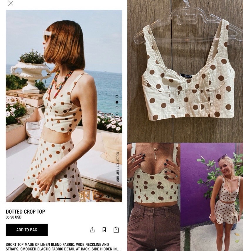 Crop top ZARA polka dots