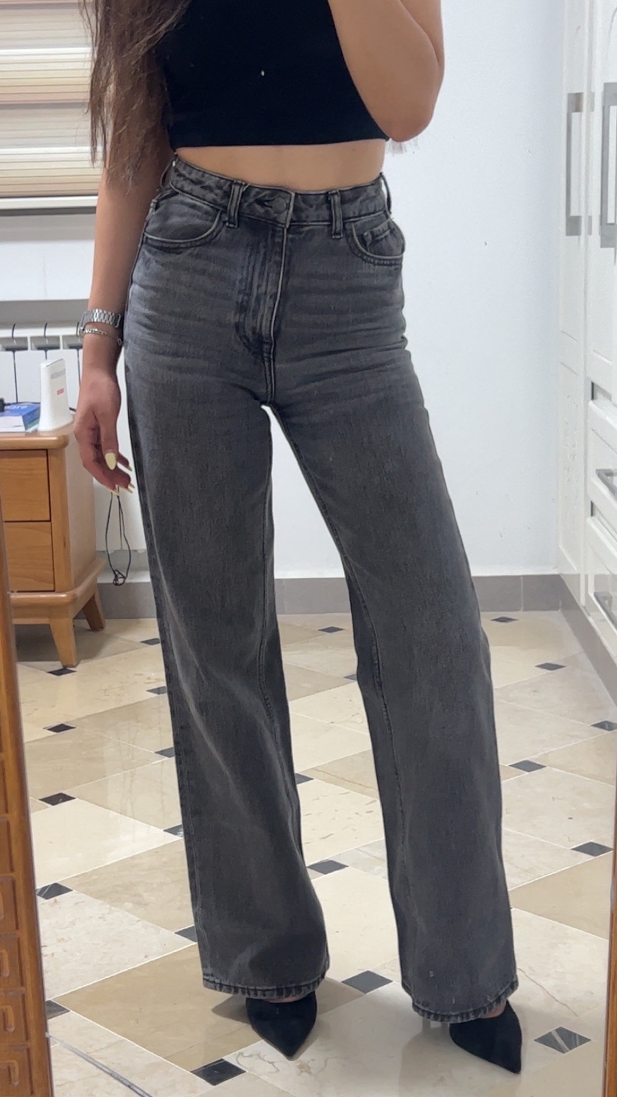 Grey wide leg jeans ZARA
