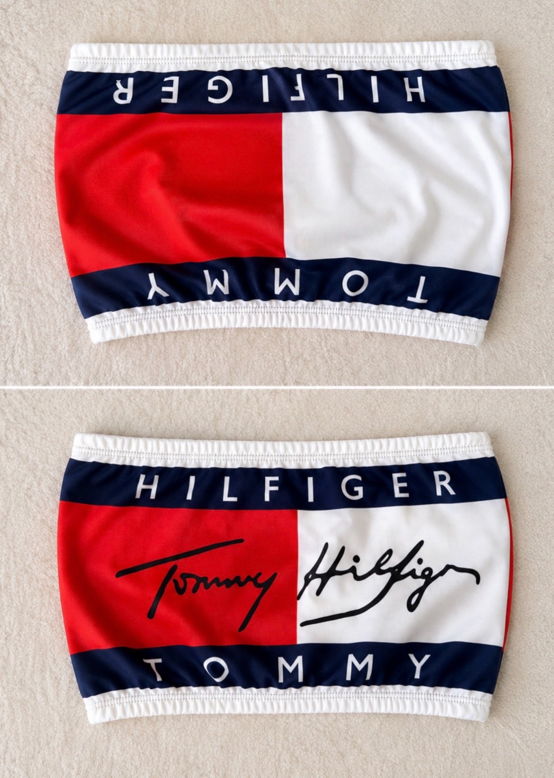 Top bandeau Tommy Hilfiger – Rouge, blanc et bleu marine 