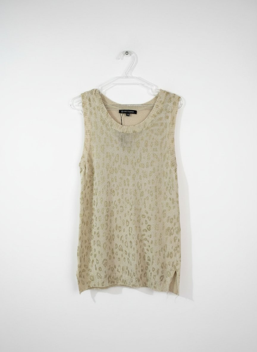 Pull beige moucheté/ tigré.