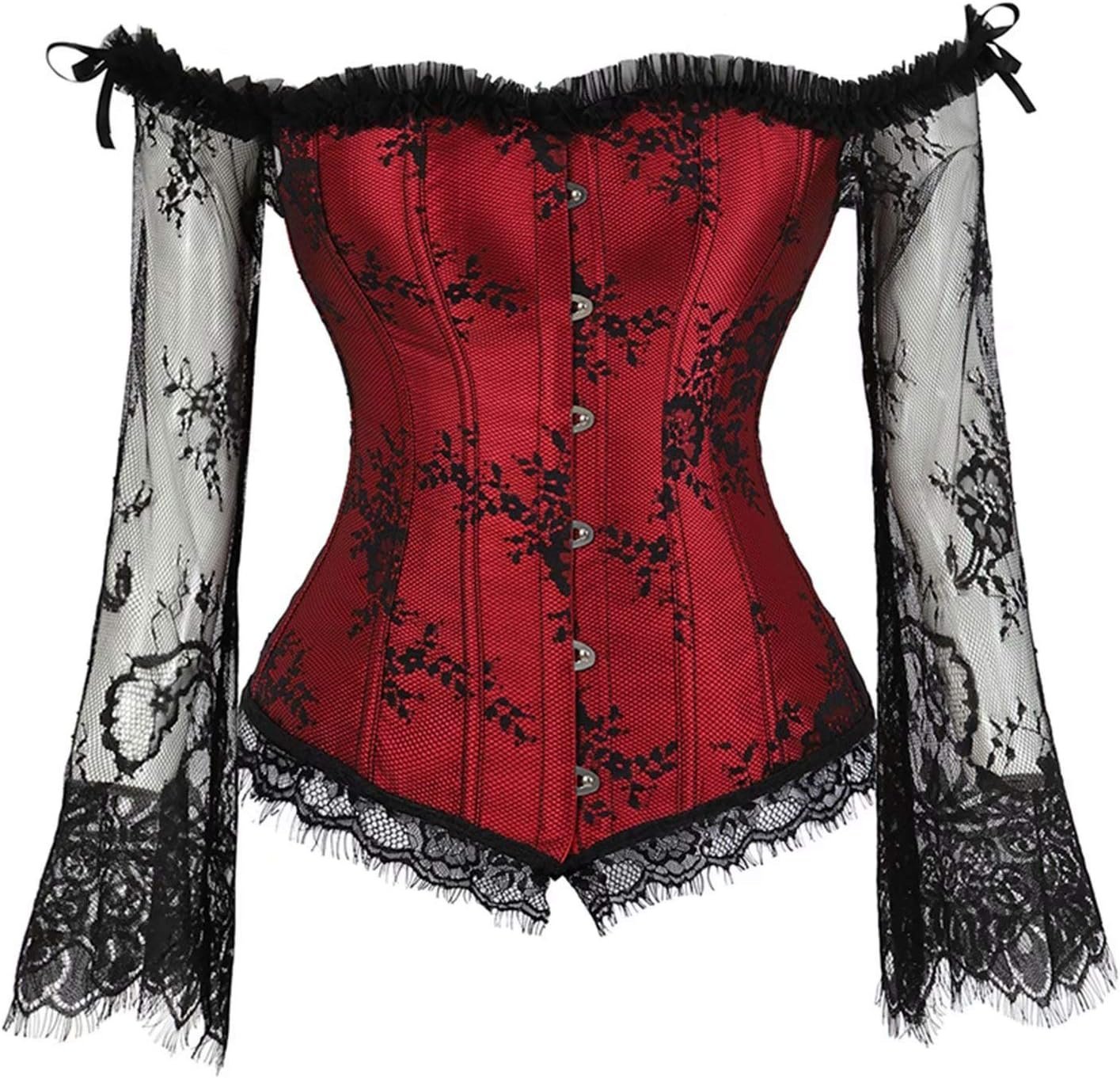 Red and black lace corset