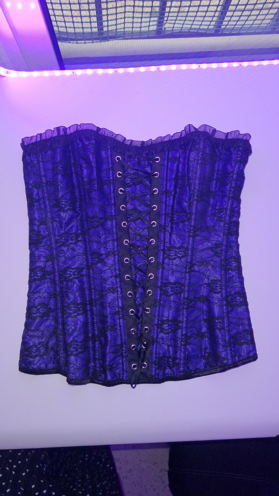 Purple and black lace corset
