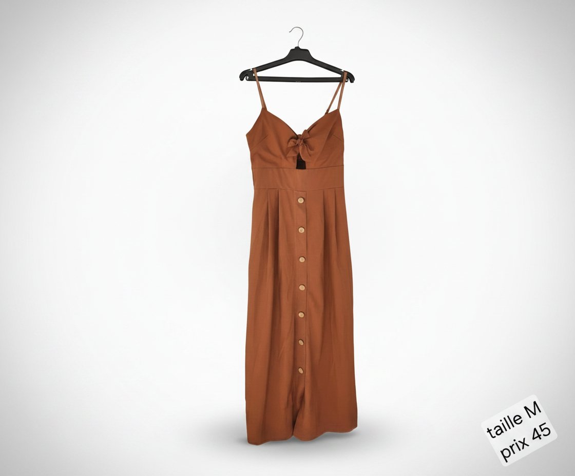 Robe  marron  avec boutons