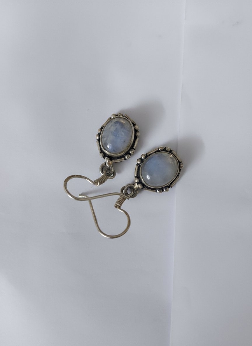 Boucle d oreilles avec pierre semi précieuse pierre de lune 