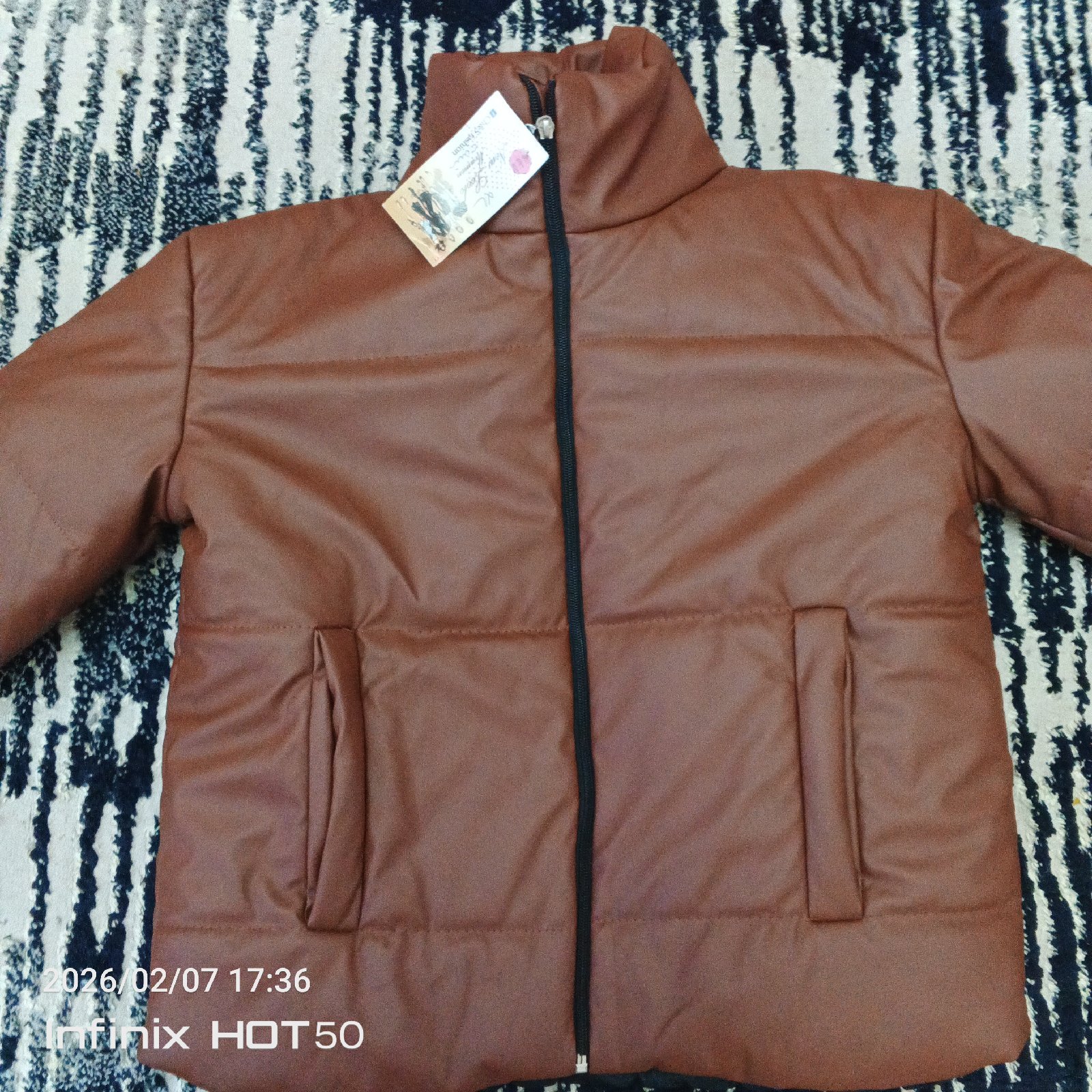 Manteau marron semi cuire