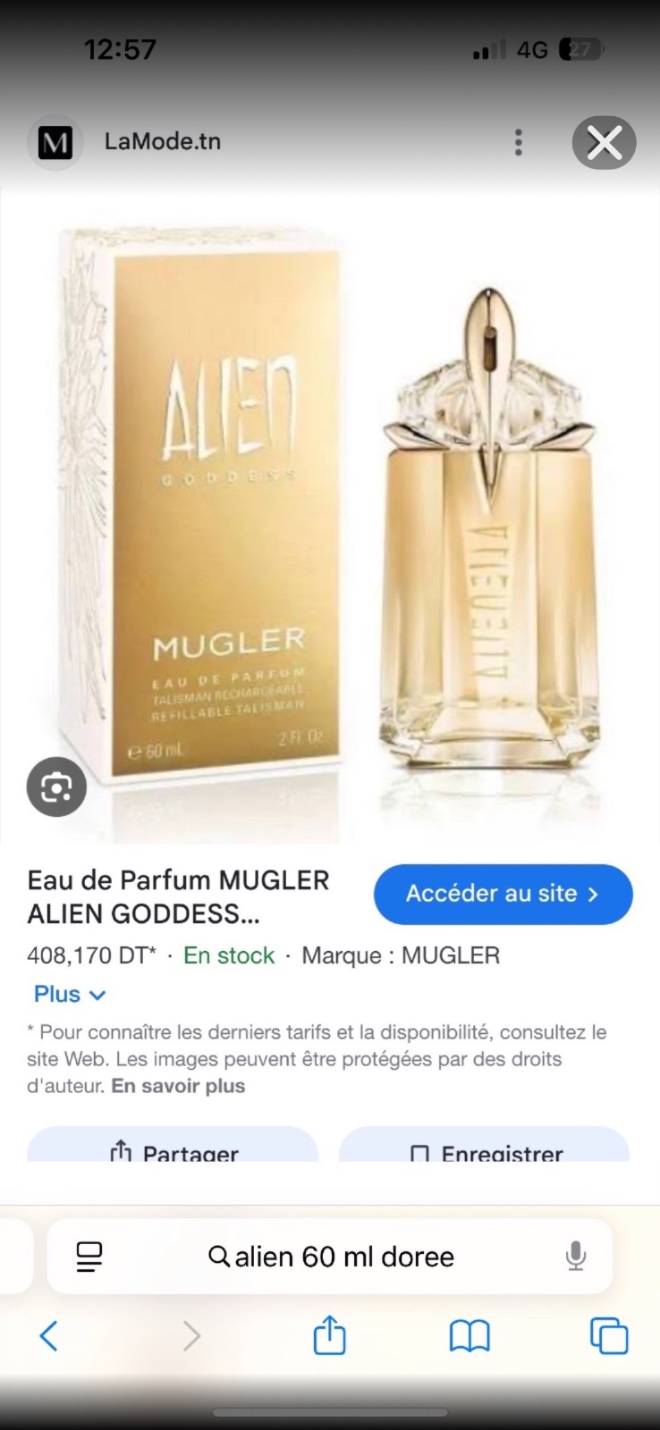 Alienne 60 ml utulisee 20 ml 