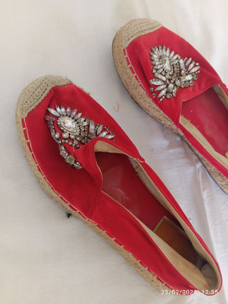 Espadrille plat rouge