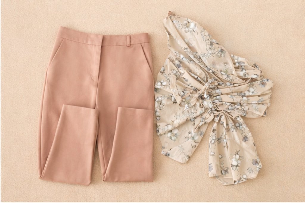 Pantalon rose + blouse fleurie