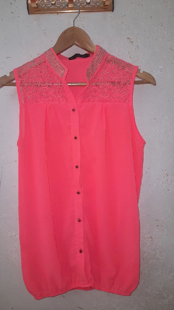 chemise sans manche  rose fleo